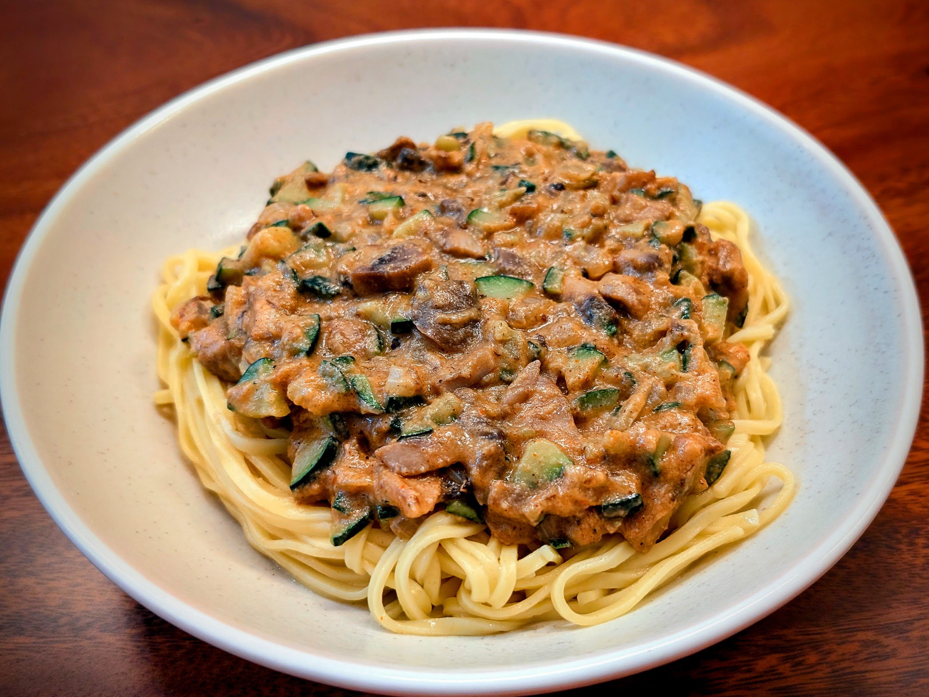 Mushroom, Tahini & Harissa Spaghetti